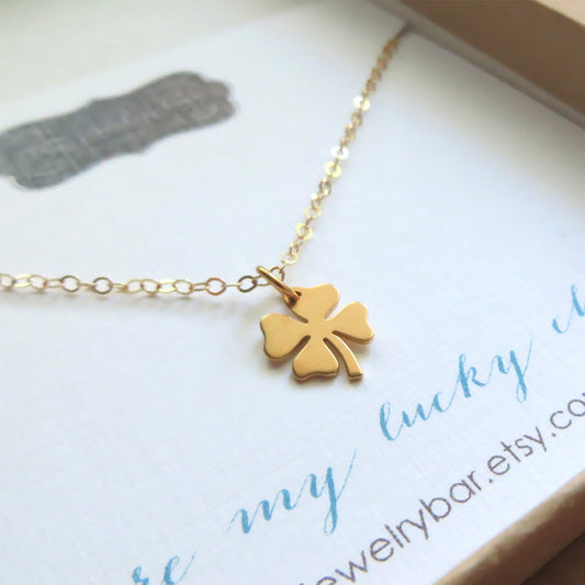 Lucky charmcc necklace, Shamrock, four leaf clover, best wishes gift, good luck gift for friends, co worker gift, you are my lucky charm