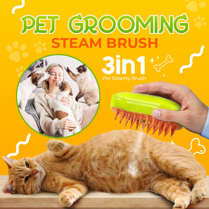 SteamCarePro™ Pet Grooming Steamy Brush with Care Oil