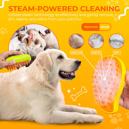 SteamCarePro™ Pet Grooming Steamy Brush with Care Oil